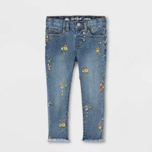 Cat & Jack Toddler Girls Daisy Floral Embroidered Skinny Jeans Size 5T